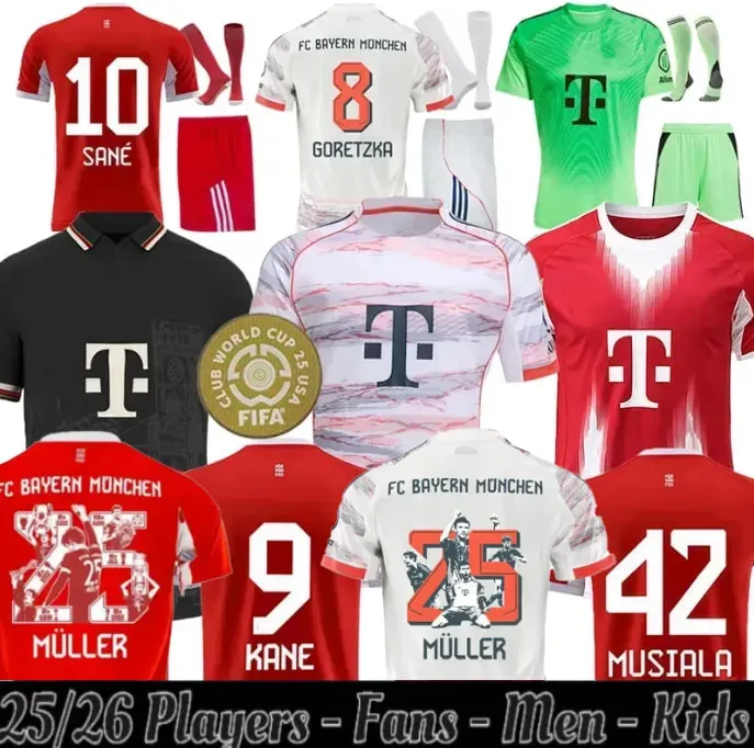 Harry Kane Bayerns Munich Jersey 25 26 Soccer Shirt Michael Olise Jamal Musiala Serge Gnabry Kingsley Coman Leon Goretzka Raphael Guerreiro Joshua Kimmich Player