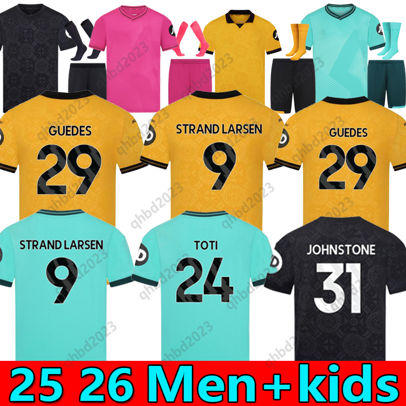 2025 26 WoLvErHaMpToNes WoLvEs 70th soccer jerseys GOMES STRAND LARSEN GUEDES MUNETSI TOTI BELLEGARDE JOHNSTONE ANDRE HEE CHAN AGBADOU men kids Kits football