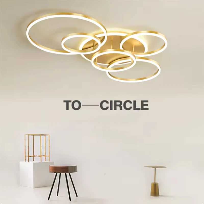 Modern LED Ceiling Chandelier Lighting Circle Rings For Home Living Study Room Bedroom Dimmable Ceiling Lamp Indoor Decoration XJ250725