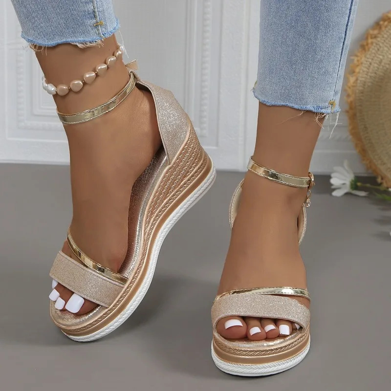 2024 Summer Women Wedges Sandals Fashion Solid Color Shoes for Women High Heels Platform Sandals Zapatos De Mujer 250725