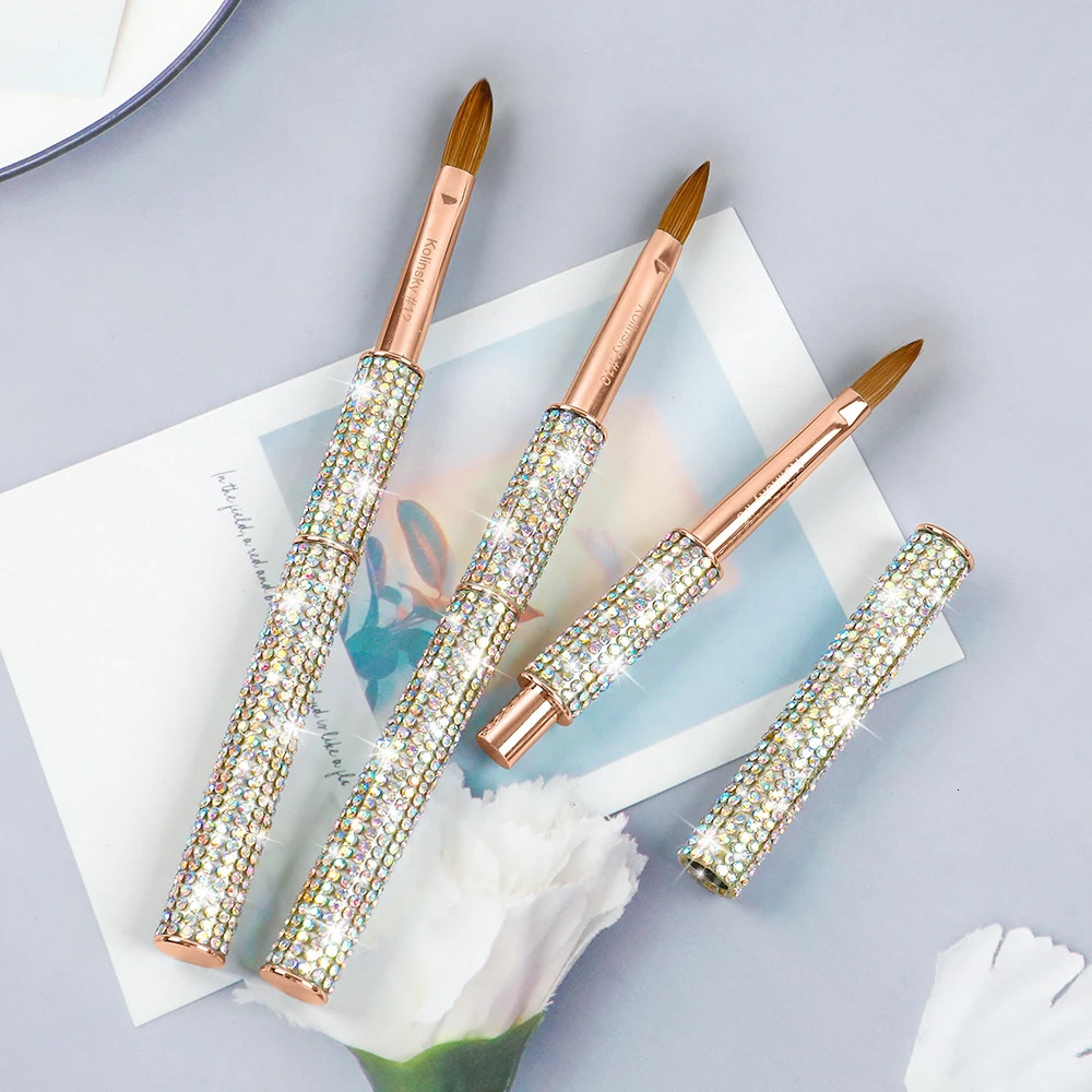 Nail Kolinsky Brush Acrylic Powder Nail Brush Size#8-#12 Rose Gold Diamond Acrylic Kolinsky Brush Acrylic Nails Brush 250716