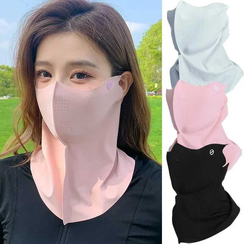 UPF50+ Sun Proof Protection Mask Neck Scarf Silk Face Cover Outdoor Wrap Cover Sports Cycling Women Men Summer Sunscreen Z250725