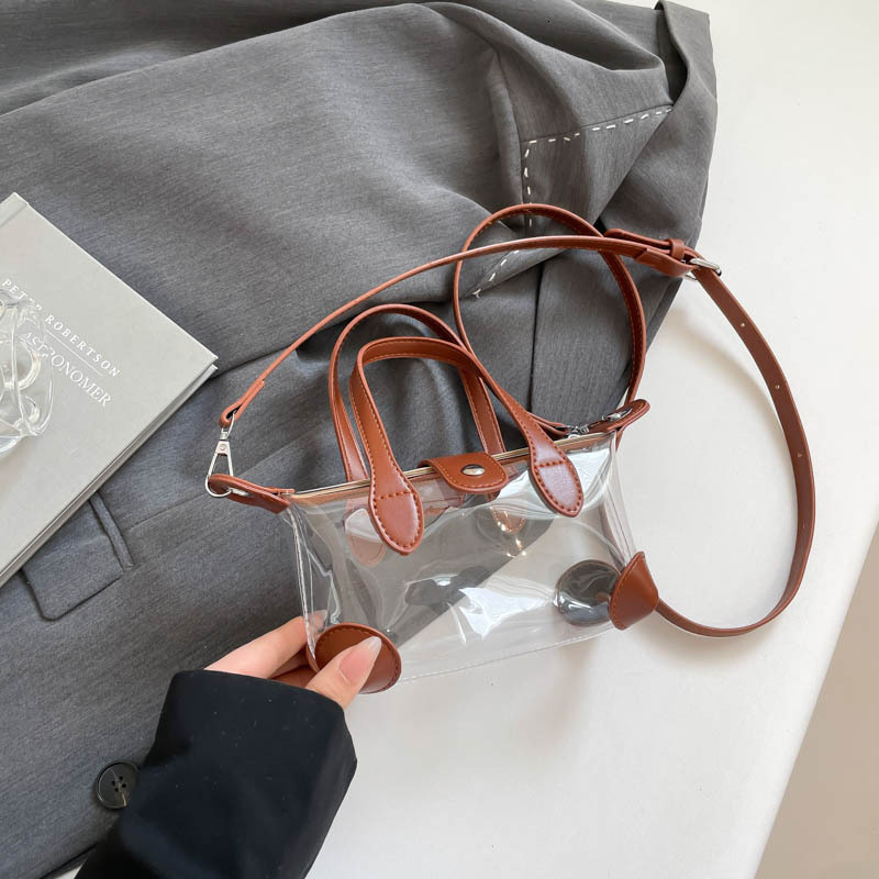 European And American Fashion Women's Beach Jelly Bag Handbag Free Shipping Designer Luxury Transparent Splicing Shoulder Crossbody Bag Casual Ph