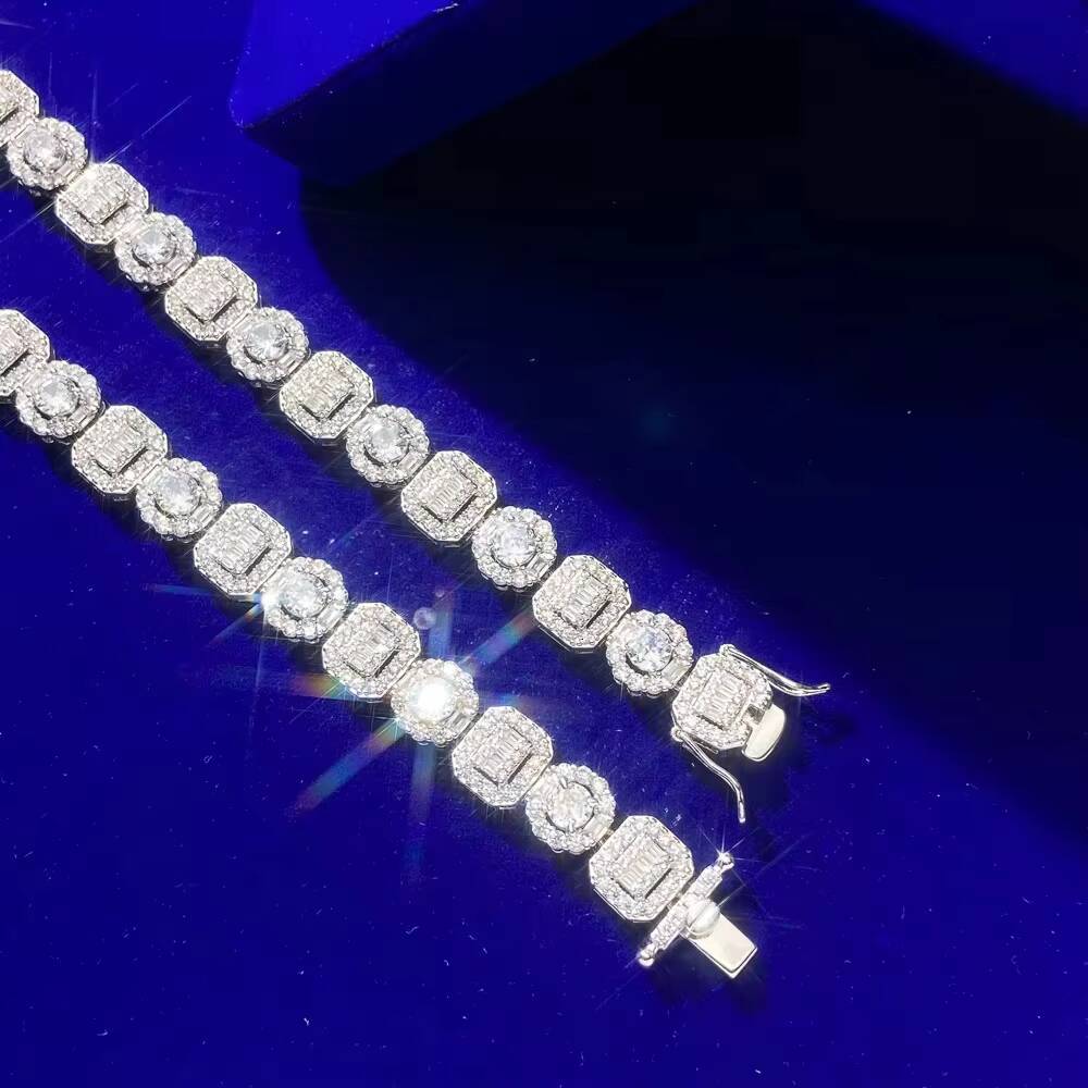 Vintage Style Moissanite Tennis Necklace Quality Guaranteed Proper Price Link Chain Claw Setting for Parties