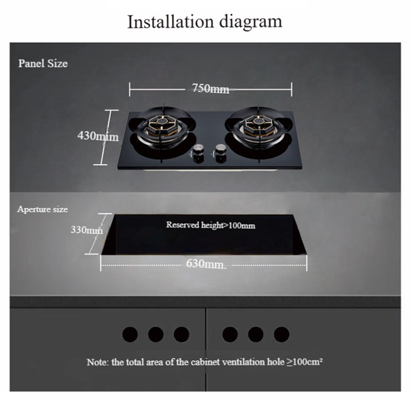 AKASHA gas stove is an energy-saving, high-efficiency, built-in dual-burner gas, natural gas and liquefied gas stove 508BY