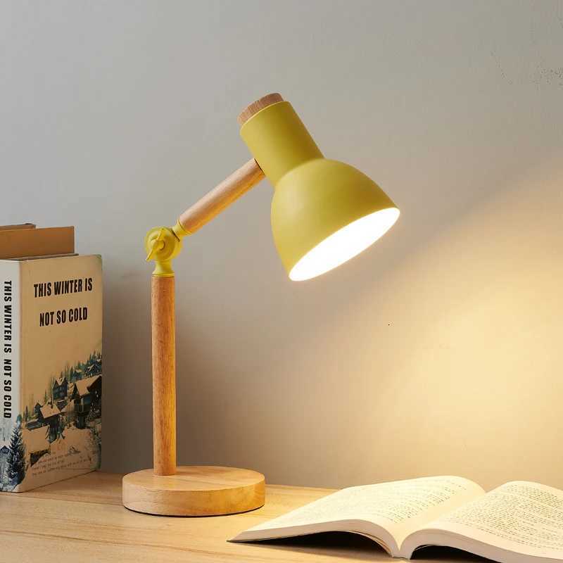 Creative Nordic Table Lamp Wooden Art LED Turn Head Simple Bedside Desk Light/Eye Protection Reading Bedroom Study Lamp XJ250725