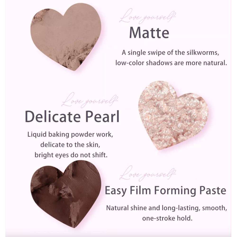 FLORTTE Love Yourself 4-Color Eyeshadow Palette With Brush ltiple Colors Matte Shimmer Makeup Cosmetics