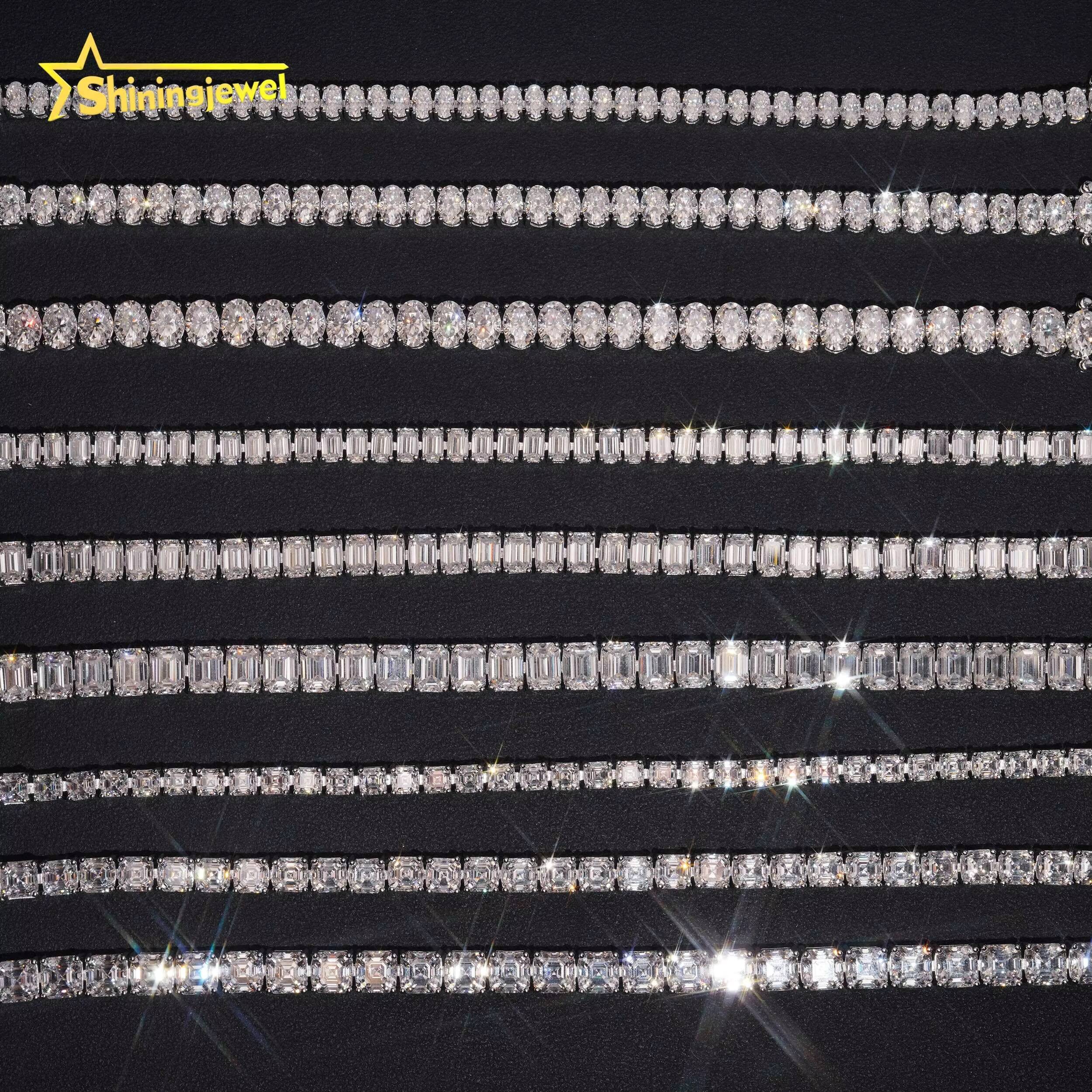 Iced Out Bracelet Men Luxury Hip Hop Fancy Cut Moissanite Bracelet Collection Fine Jewelry 925 Silver Tennis Bracelet Daily Wear