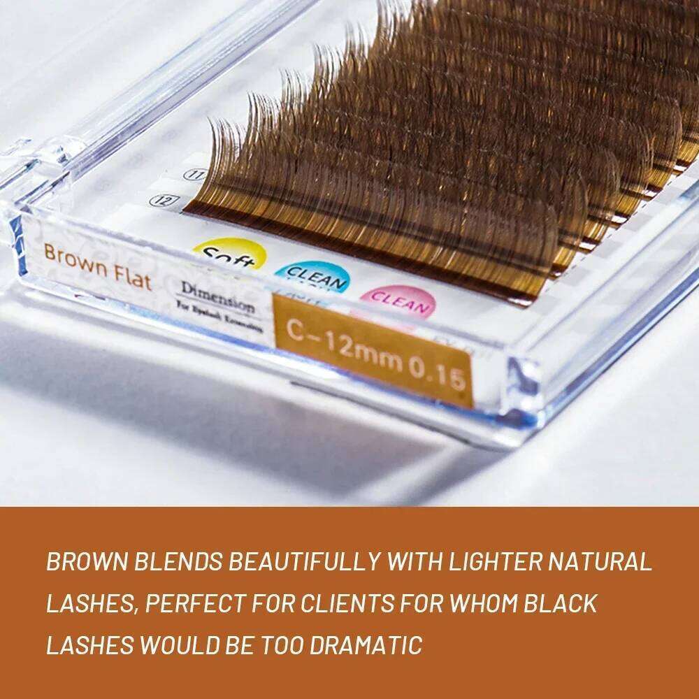 Yelix Brown Ellipse Flat Eyelashes Extensions 12 Rows B/C/D Curl Split Tips Super Soft Natural Eyelash Extension X250725
