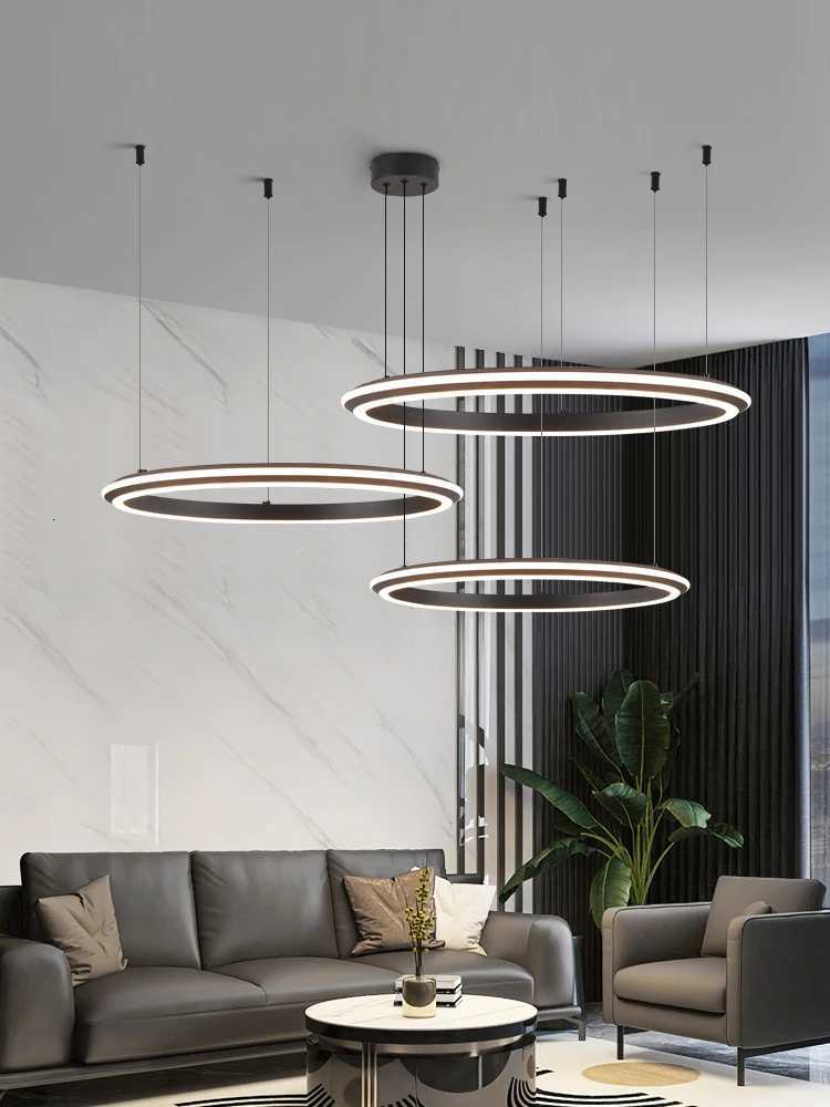 Living Room Chandelier Modern Simple Led Ring Master Bedroom Lamp Bar Island Table Restaurant Lamp Kitchen Pendant LightsXJ250725