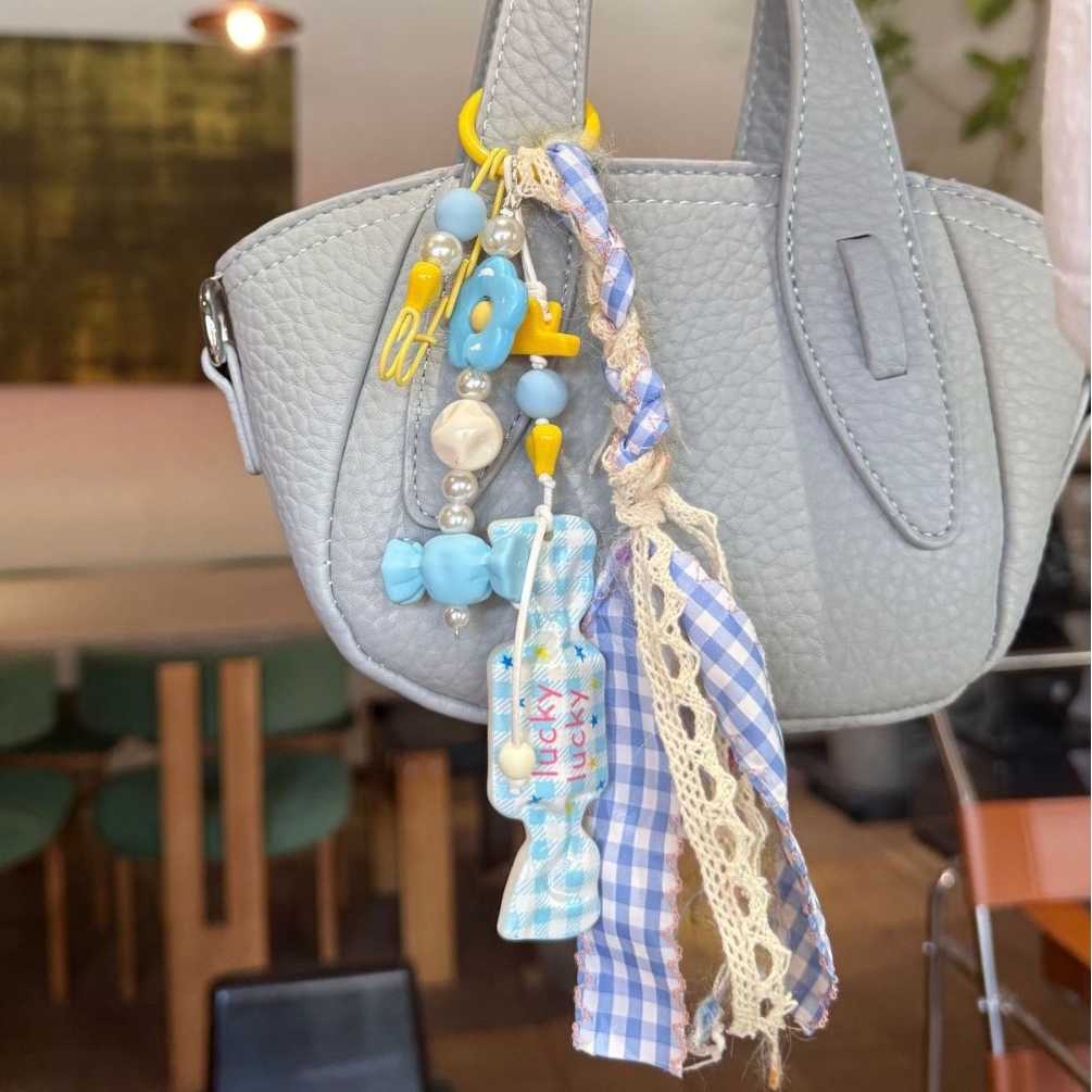 Korean Style Ins Bag Pendant Dopamine Flower Bowknot New Keychain 250715