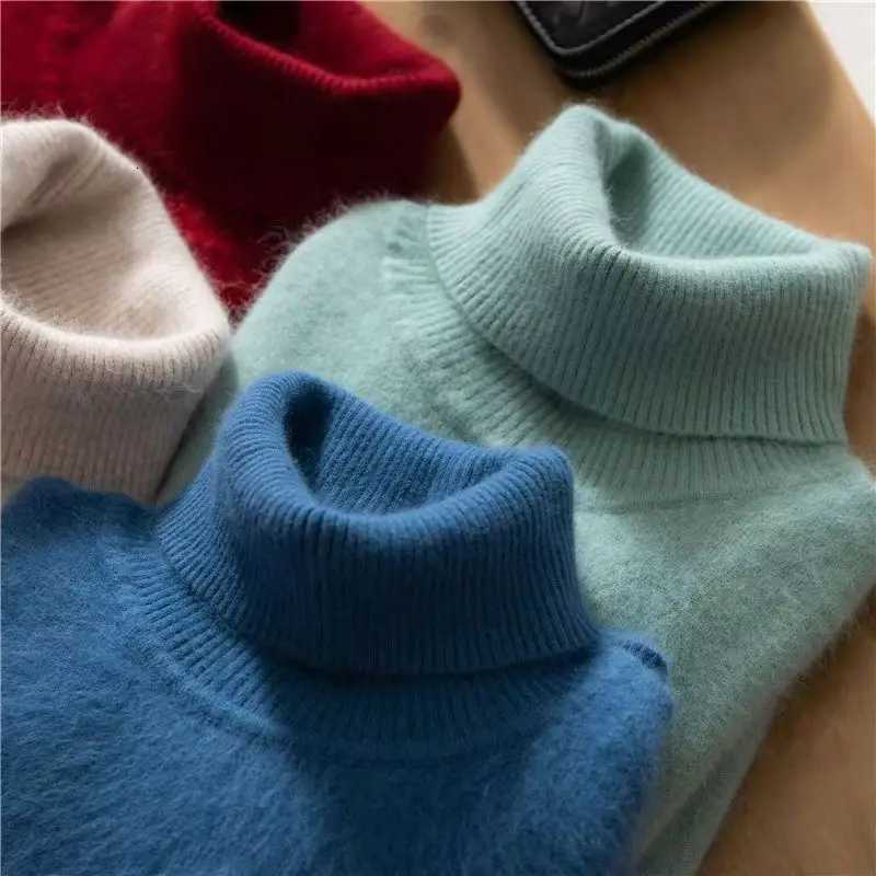 100% Male Mink Cashmere Sweater Solid Color Turtleneck Thick Autumn And Winter Loose Large Size Turtleneck Wool Bottoming Shirt Z250725
