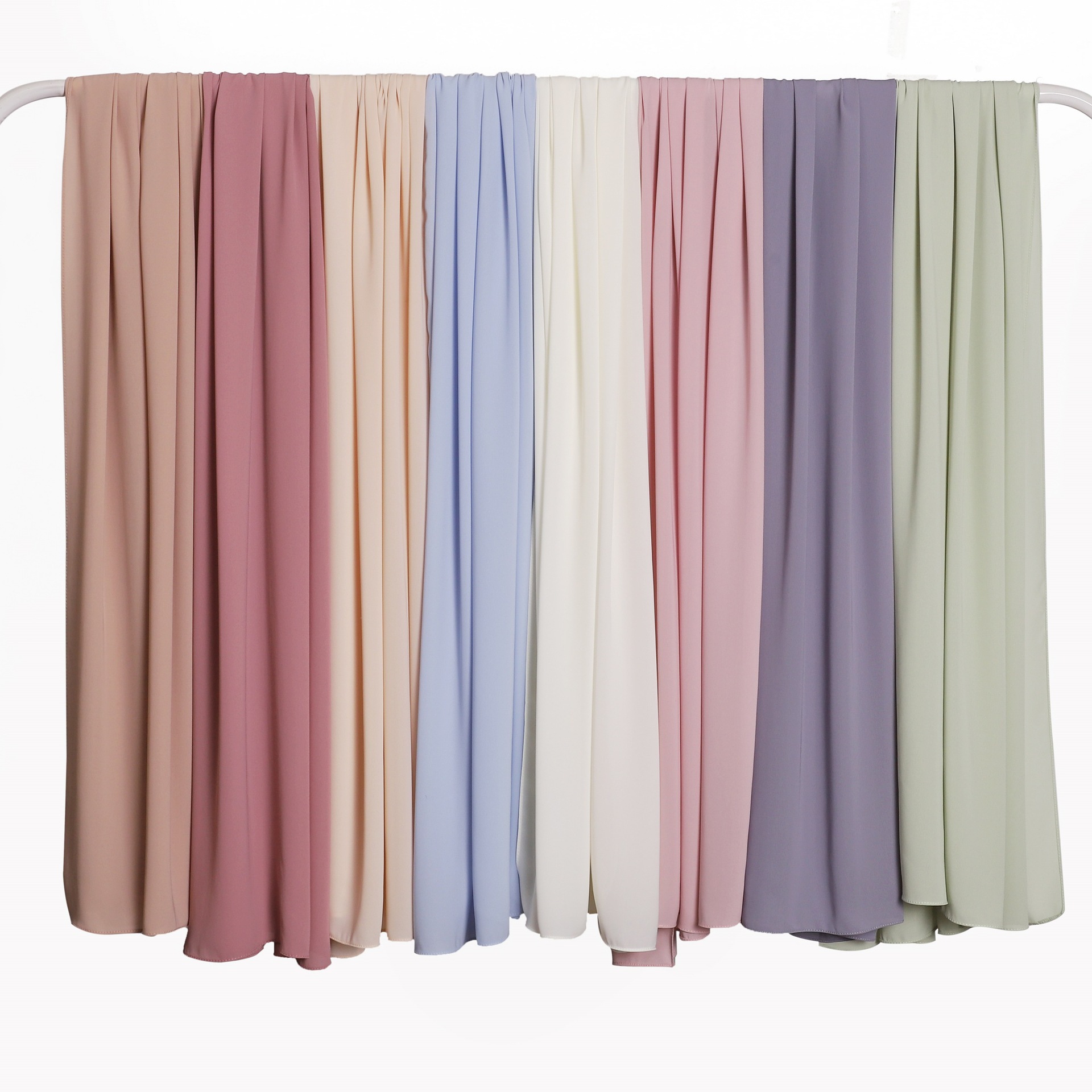 K1480 Solid color high elastic chiffon chiffon long scarf right angle edge thickened messy scarf single color headscarf scarf shawl female