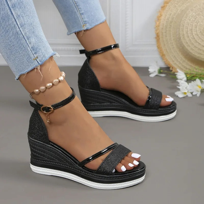 2024 Summer Women Wedges Sandals Fashion Solid Color Shoes for Women High Heels Platform Sandals Zapatos De Mujer 250725