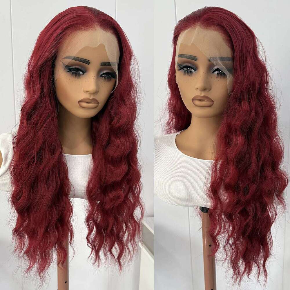 13x4 Bury Wig Long Deep Wave Synthetic Lace Front Wigs for Women Glueless Natural Hairline Daily Use Cosplay Party