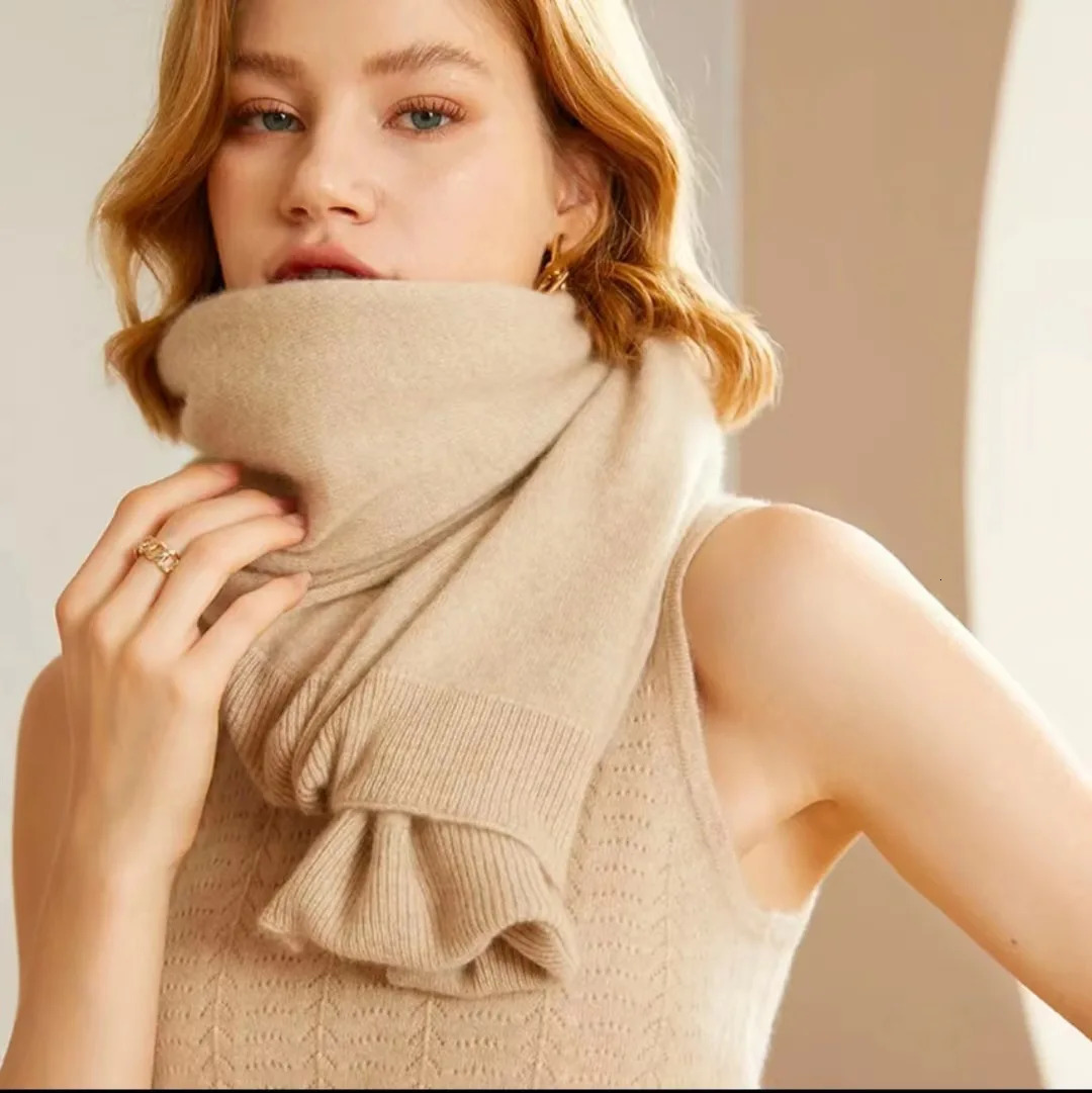 100% Merino Wool Knitted Scarf Shawls Soft Warm Cashmere Cardigan Cloak Wraps Shoulder Neck Protect Dual Use Pashmina Scarves 250724