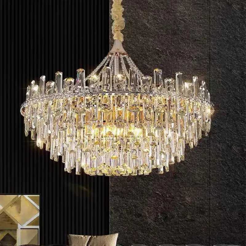 Luxury Modern LED E14 Ceiling Chandeliers Decorative Clear Crystal Hanging Lamps for Villa Living Dining Room Lighting FixturesXJ250725