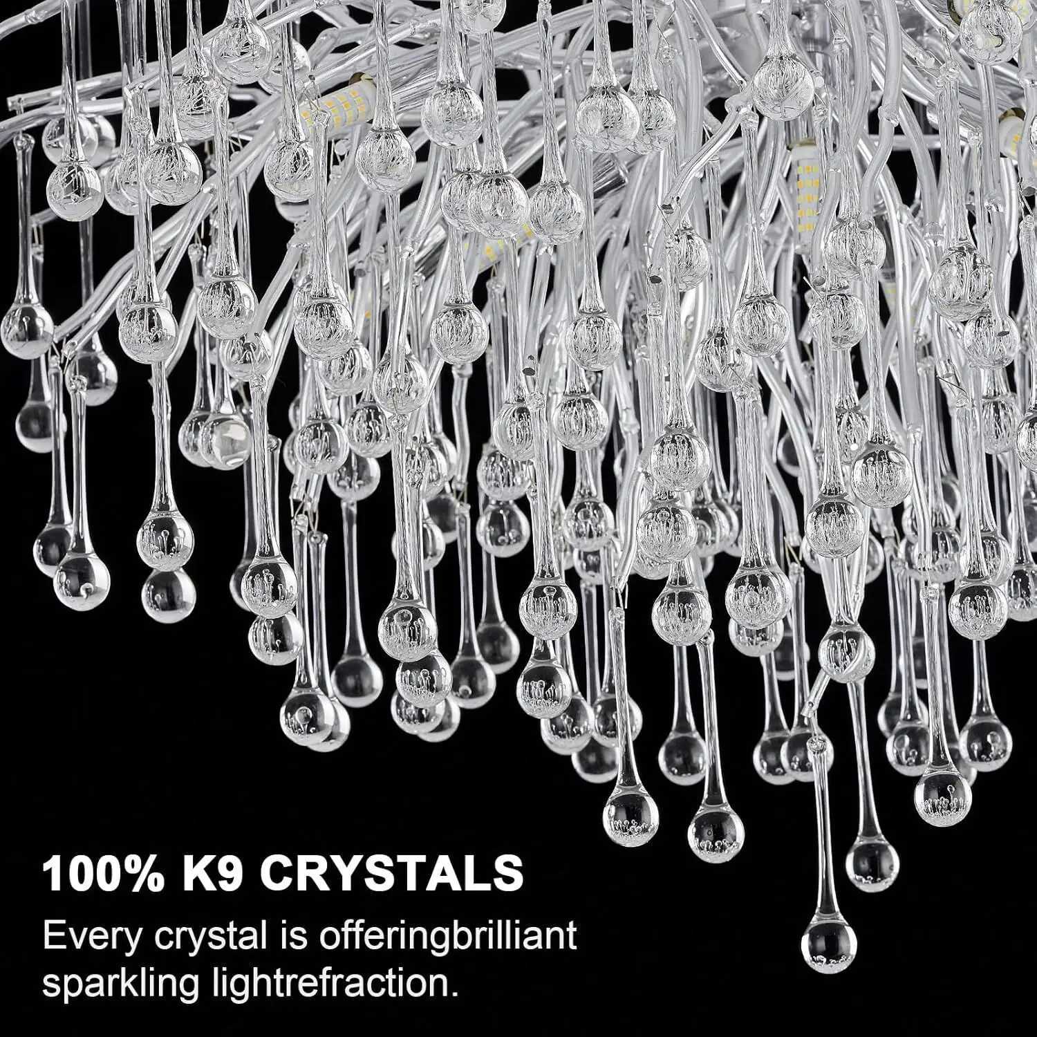 Chrome Rectangular Crystals Chandelier for Living Room Bedroom Crystal Chandeliers Ceiling Pendant Raindrops Long Light Fixture XJ250725