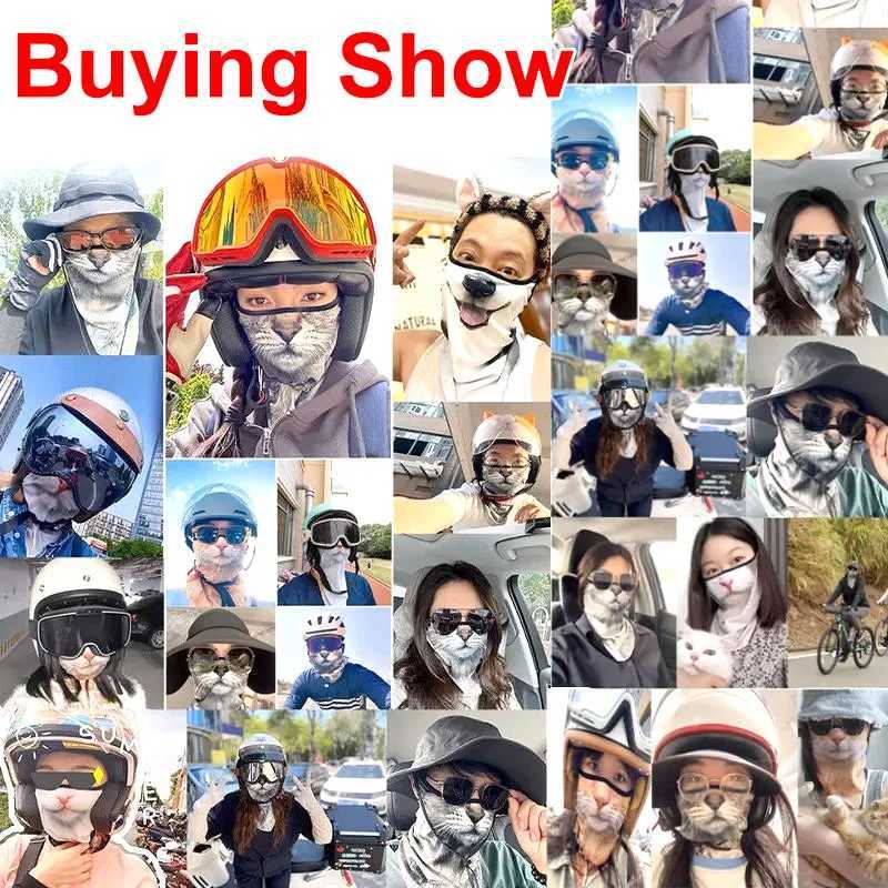 Trending Cat/Dog Print Balaclava Full Face Mask - Ear Hanging UV Protection Windproof Dustproof for Cycling Motorcycle Summer Z250725