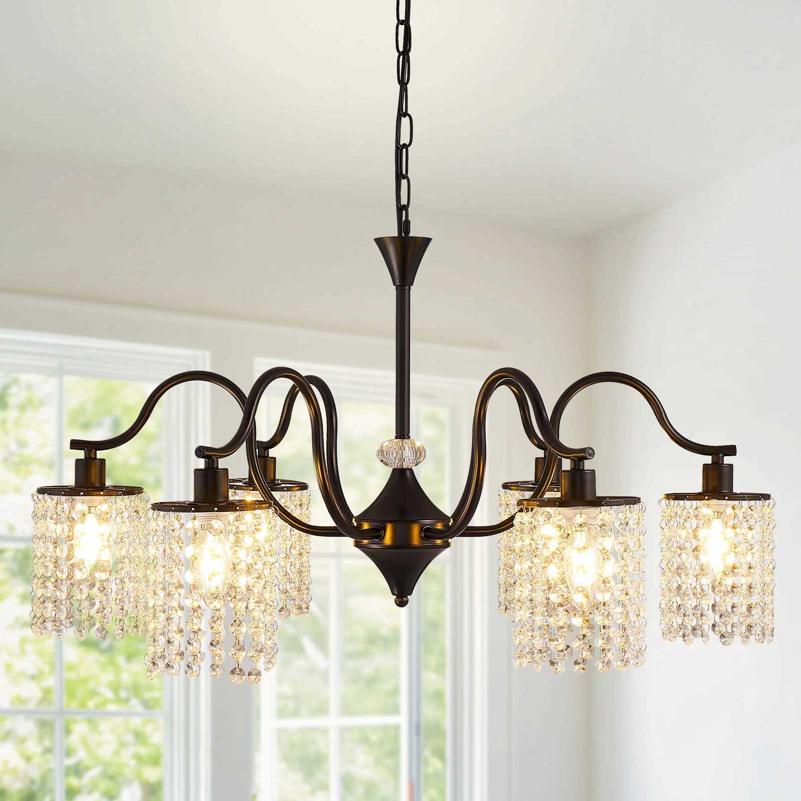 Long K9 Crystal Ceiling Chandelier for Kitchen Table Living Dining Room Bedroom Gold Crystal Branch Hanging Chandelier Lights XJ250725