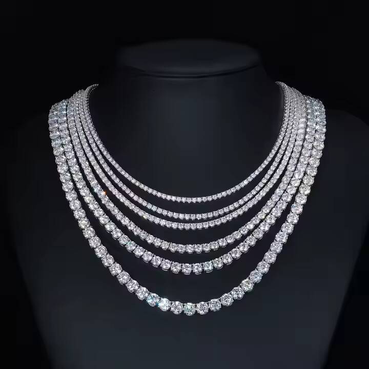 Fine Jewelry Hip Hop White Gold 925 Sterling Silver Cluster Tennis Chain VVS Moissanite Diamond Bracelet Necklace for Men Women