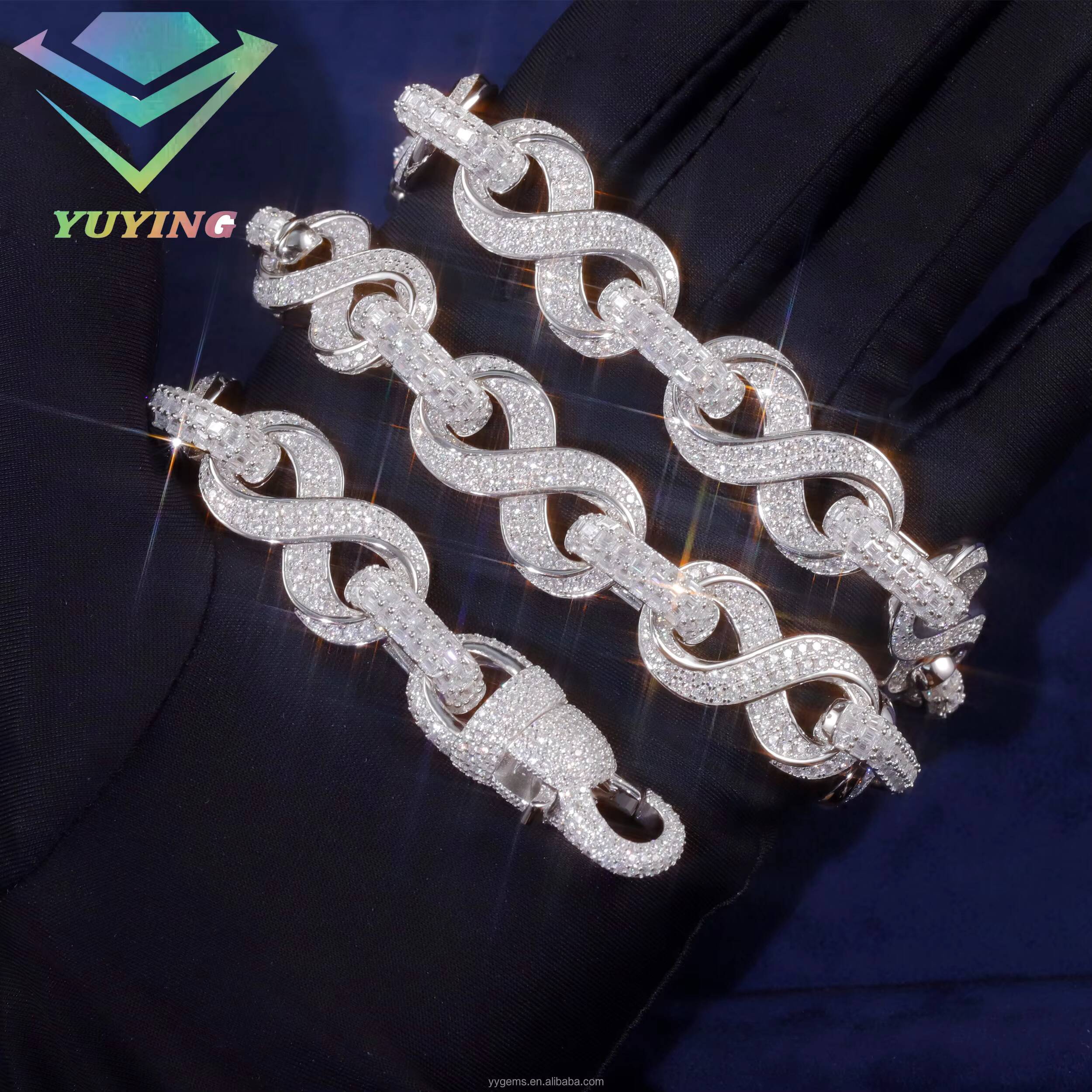 Custom Hip Hop Jewelry Iced Out VVS Moissanite Diamond Infinity Chain GRA Certificate 925 Silver Infinity Link Chain for Men