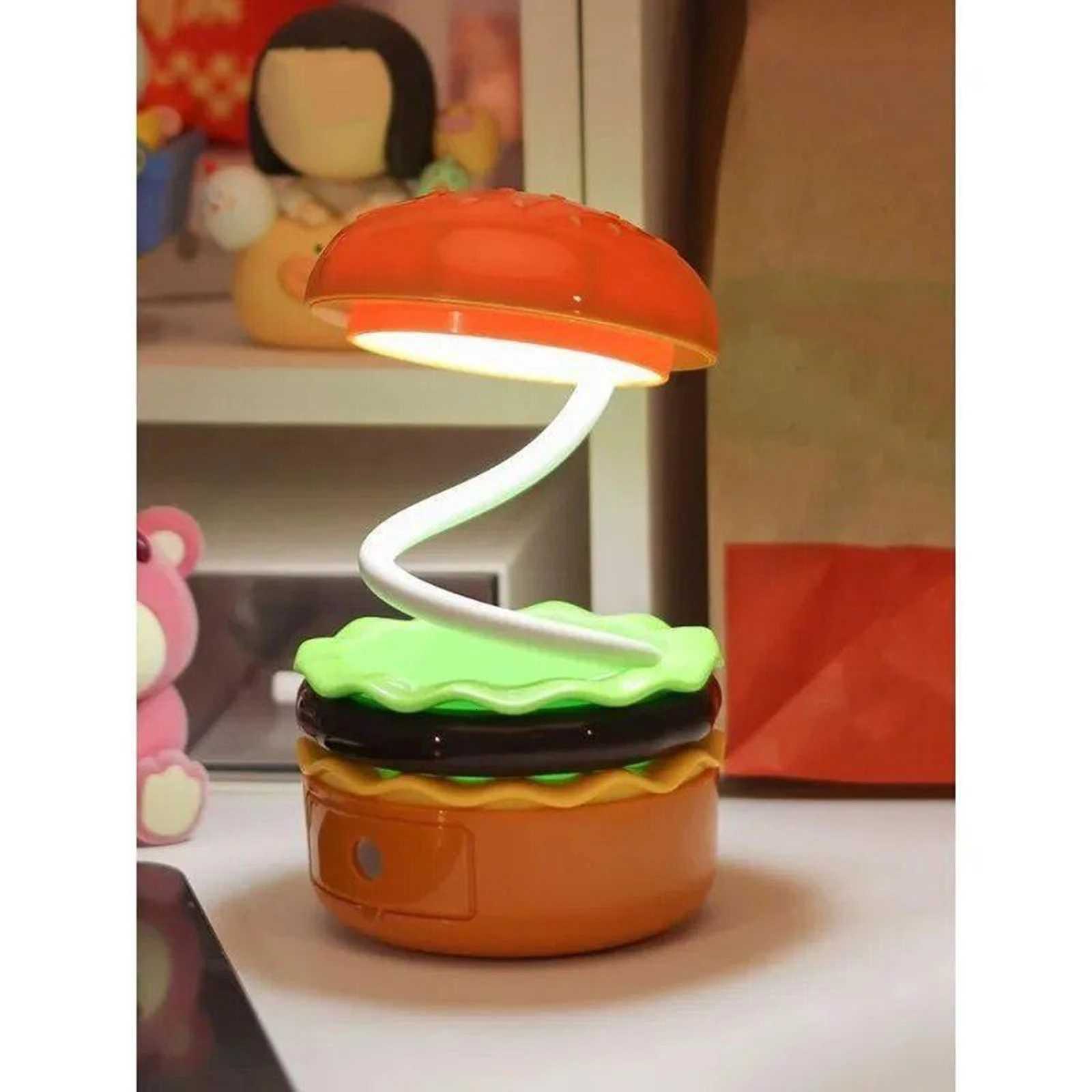 ute Hamburger Kids Desk Lamp - Rechargeable Foldable Night Light with Pencil Sharpener Portable Reading Light Room Decor XJ250725