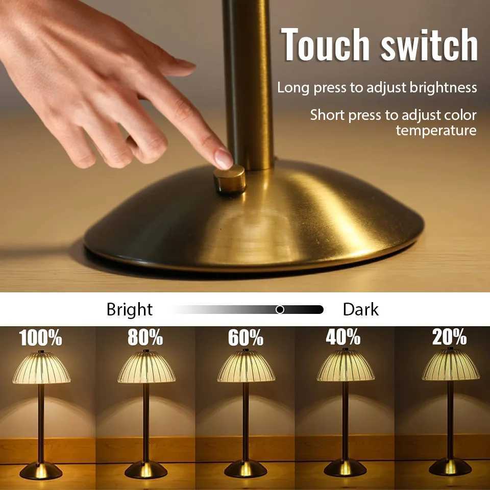 LED Table Lamp Touch Lamp Reading Light Rechargeable Light Wireless Retro Night Lamp Nordic For Study Bedroom Desk Lamp Bar Home XJ250725