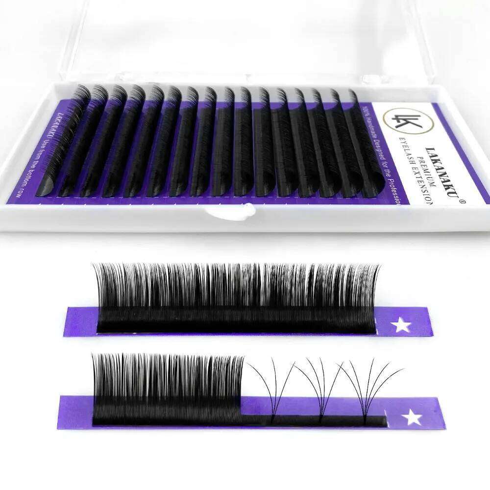 LAKANAKU Natural Premium Volume Extensions Handmade Mink Eyelash Private Label Makeup Individual Lashes X250725