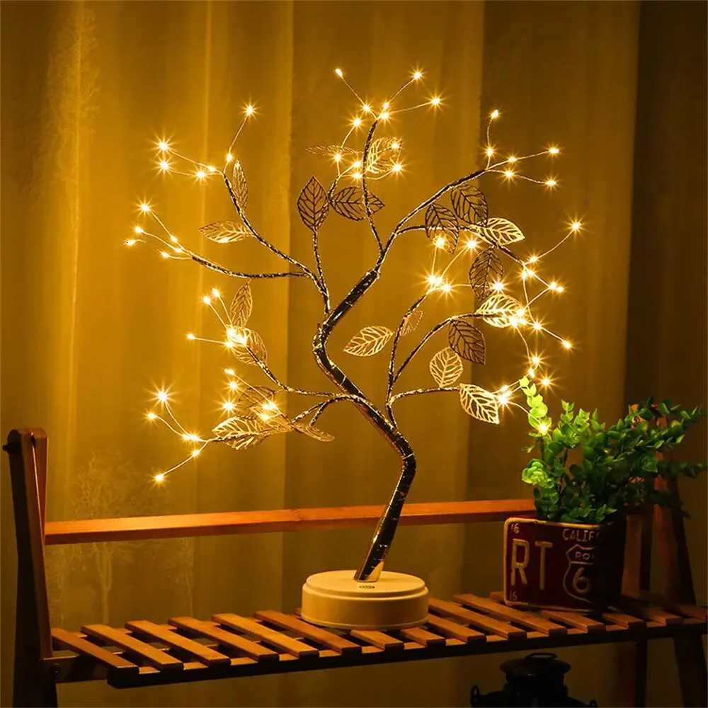 LED Rose Leaf Table Lamp USB Christmas Tree Fairy Light Night Lights Home DIY Party Wedding Bedroom Decoration Mothers Day Gift XJ250725