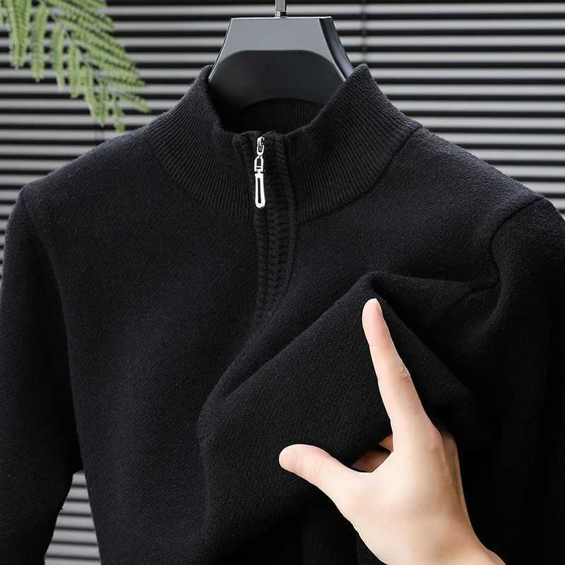New Sweatwear Mens Turtlenecks Sweaters Knit Pullovers Solid Color Long Sleeved Sweater Male Oversize Zipper Basic Coats Jumper Z250725