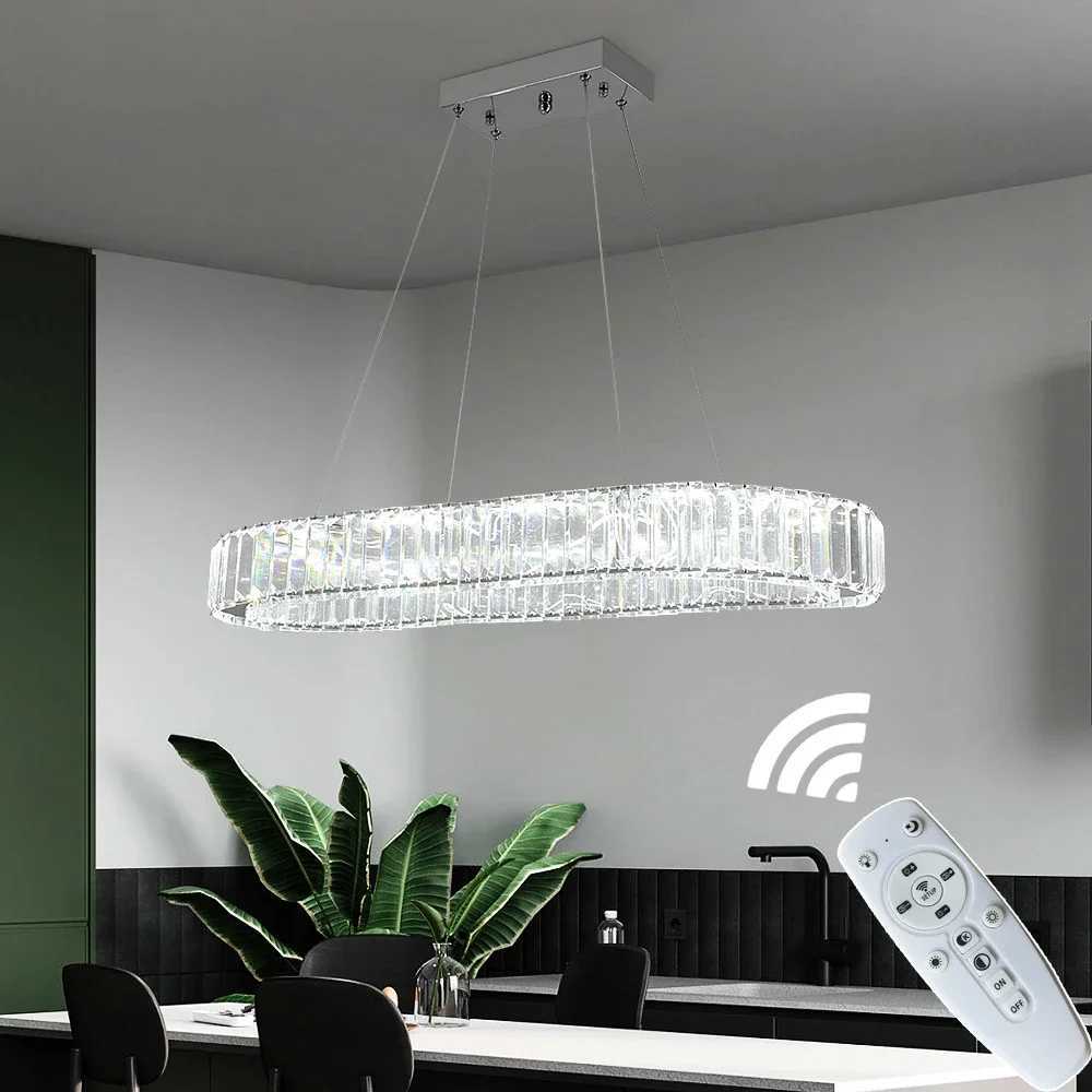 Crystal Chandelier Light Living Room Remote Control Bedroom Pendant Lamps Dining Table K9 Chrome Lustre Ceiling Lamps LuminairesXJ250725