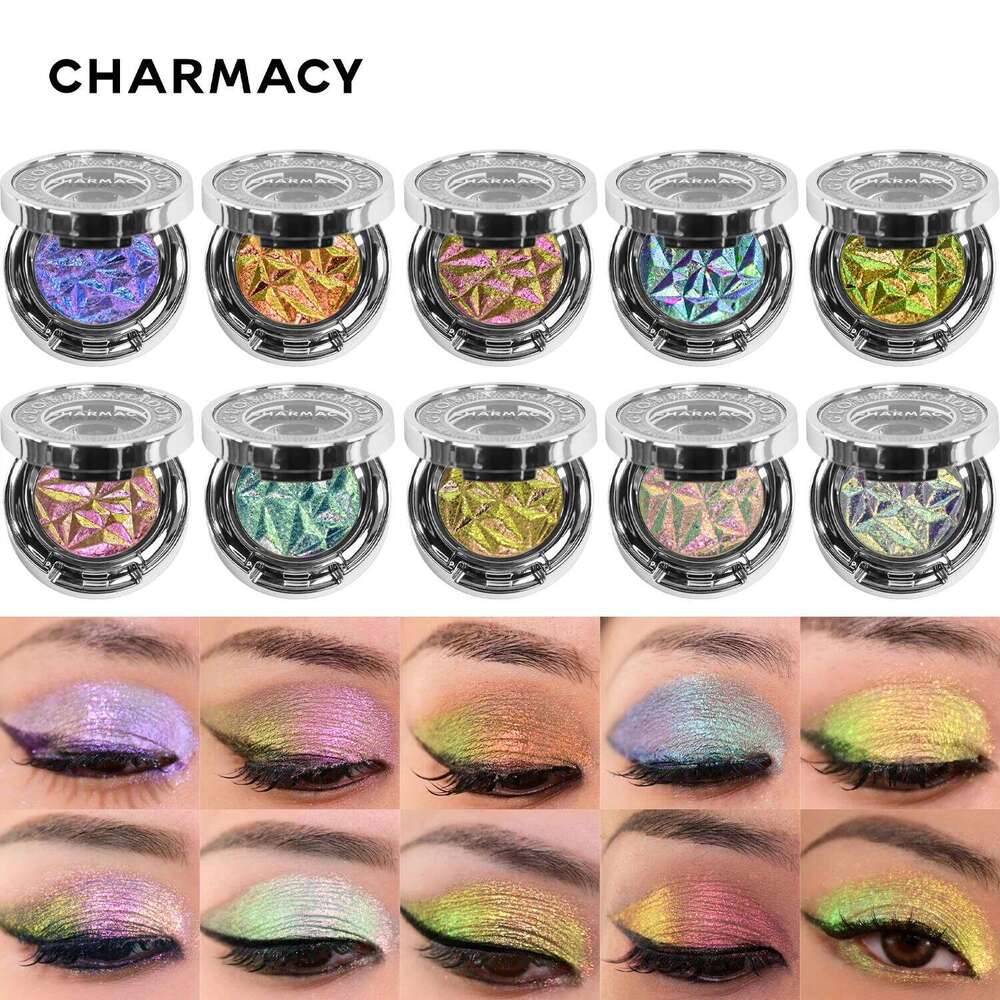 CHARY New 10 ltichrome Single Eye Shadow High Pigment Long Lasting Duo Chrome Eyeshadow Glitter Makeup For Eyes