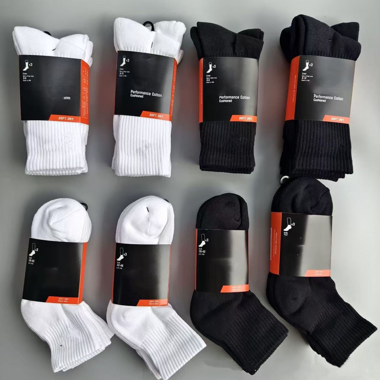 Fashion Designer Black White High Quality Socks Women Men Cotton All-match Classic Ankle Hook Breathable Stocking Mi Football Basketball Sports Sock