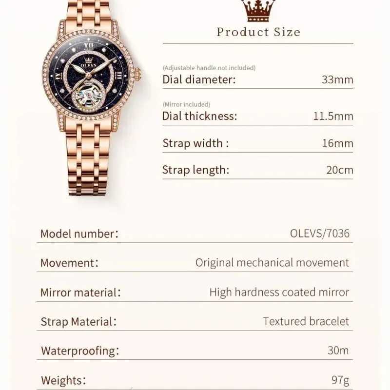 OLEVS Hollow Mens Watch Fly Automatic Mechanical Watch Luxury Diamond Inlaid Starry Sky Elegant Mens Brand Watch 7036 X250726