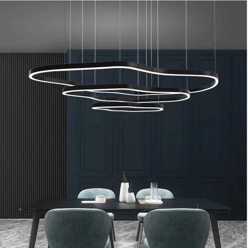 Modern Terraces Chandelier Home Indoor Lighting for Circular Ring Led Living Room Coffee/Gold Restaurant Pendant LampsXJ250725