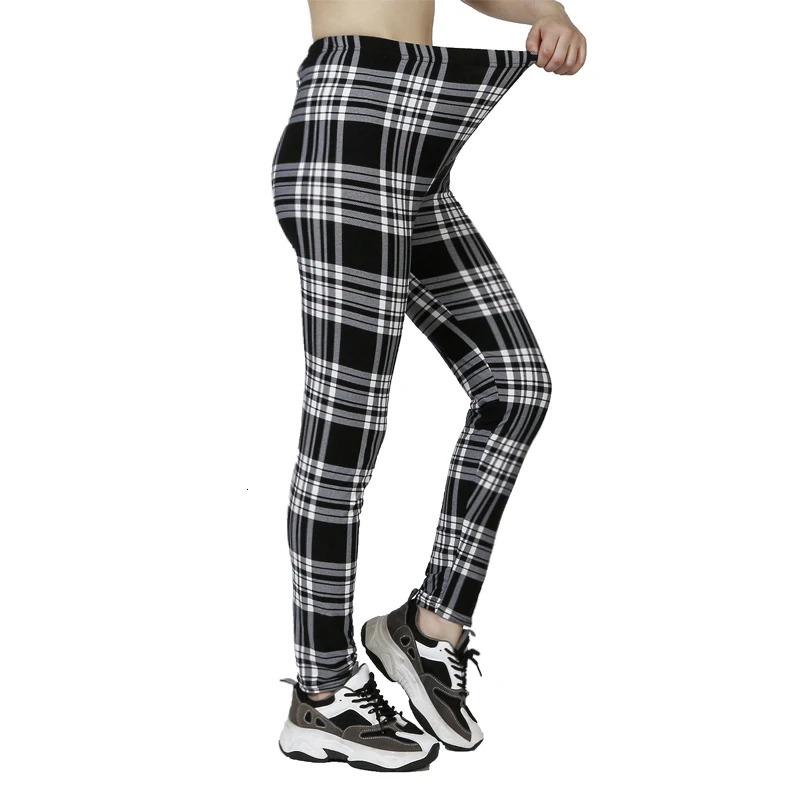 Black and White Checkered WOMENS Sports Fitness Leggings 250725