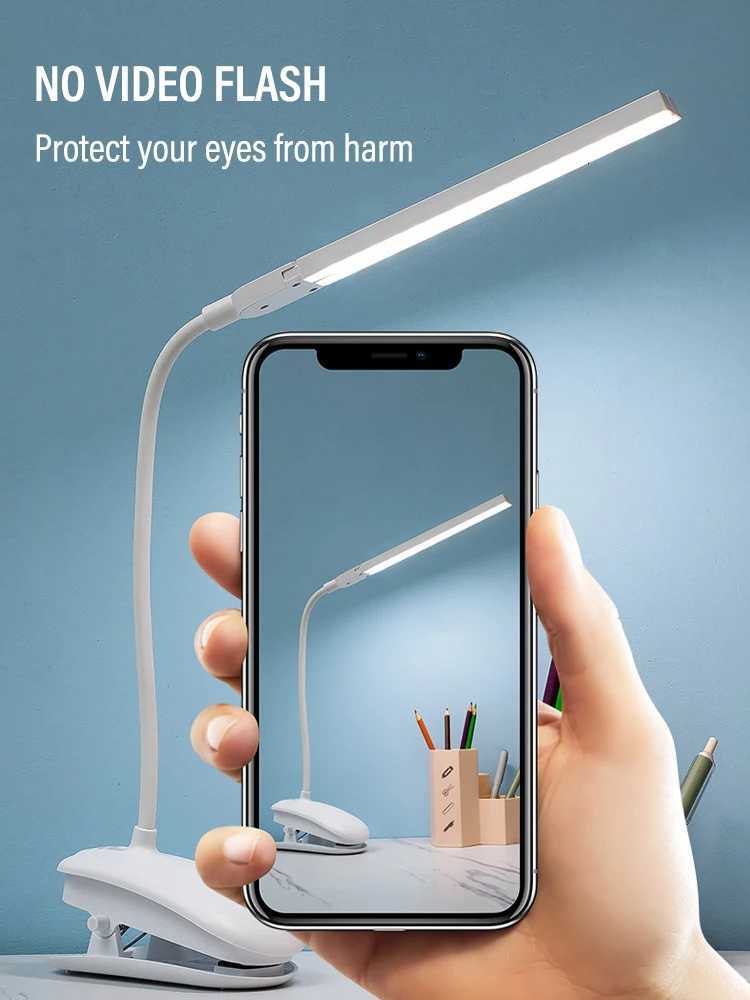 LED Double-headed Reading Table Lamp with Clip Touch Control Dimmable Light Eye Protection for Bedroom Dormitory Study Office XJ250725