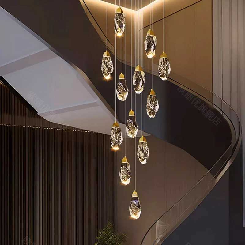Modern Home Decoration Crystal Chandelier Stair Pendant Lamp Living Room Pendant Lights Interior LightingXJ250725