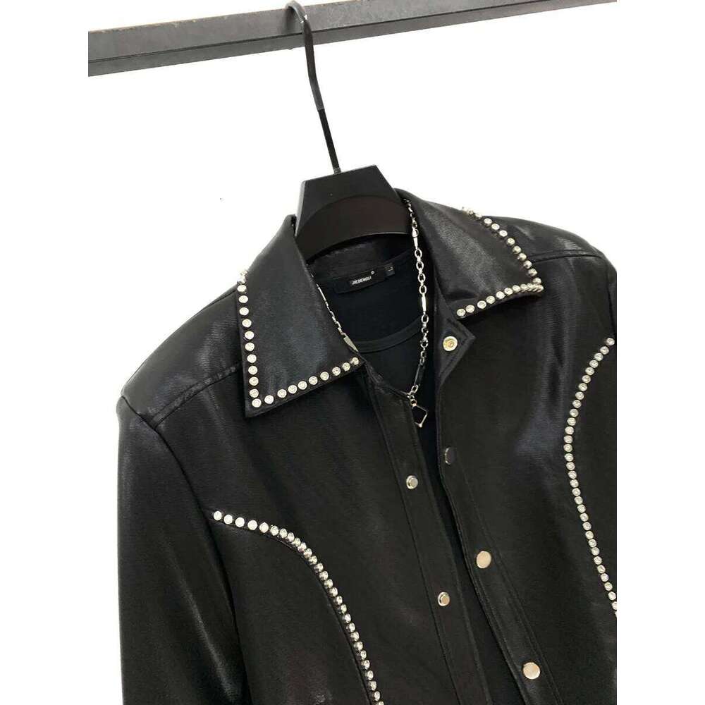 2024 Autumn New Male Coats Dia Design Long Sleeve Black Jackets Men's Trendy Handsome Shoulder Padded Pocket Short Jacket