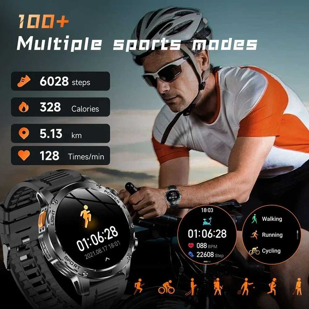 New For HUAWEI 1000mAh Large Capacity Battery Smart Watch Men Outdoor Flashlight BT Call Waterproof Sport Fitness Smartwatches X250726