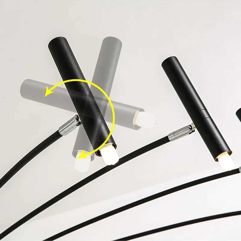 Modern Spotlights Ceiling Chandelier Metal Black for Living Dining Room Bedroom Cafes Hall Pendant Lamp Indoor Luster LuminairesXJ250725