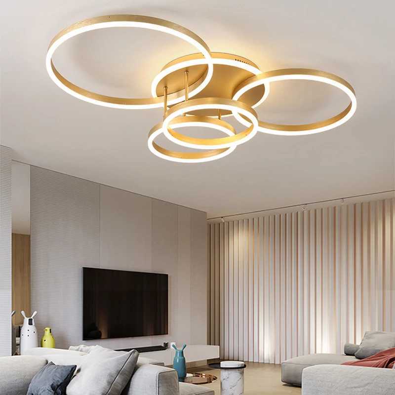 Modern LED Ceiling Chandelier Lighting Circle Rings For Home Living Study Room Bedroom Dimmable Ceiling Lamp Indoor Decoration XJ250725