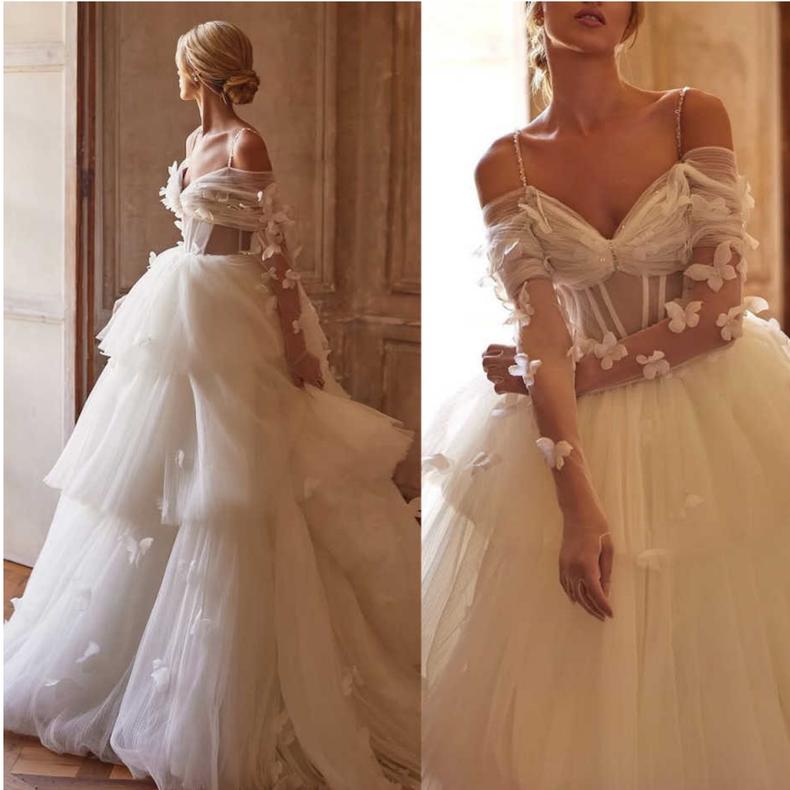 Stunning A-Line Wedding Dresses With Floral Appliques Spaghetti Strap Princess Bride Wedding Dress Customized Plus Size For Formal Occasion Vestidos D