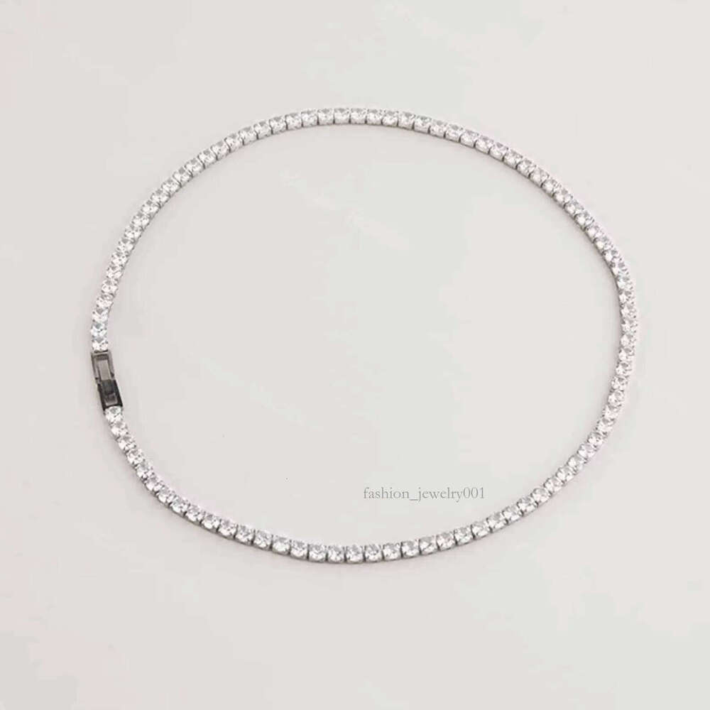 Hip Hop Mosinite Chains Necklace 4mm Vvs Iced Out Dias Sier Moissanite Tennis Chain