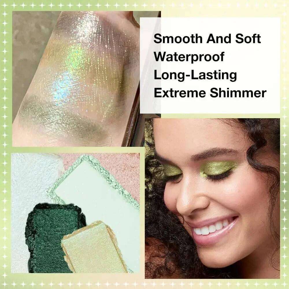16 Color Green Pearl Palette Waterproof Lasting Dia Shimmer Eyeshadow Sparkling Crystal Eye Makeup Cosmetic