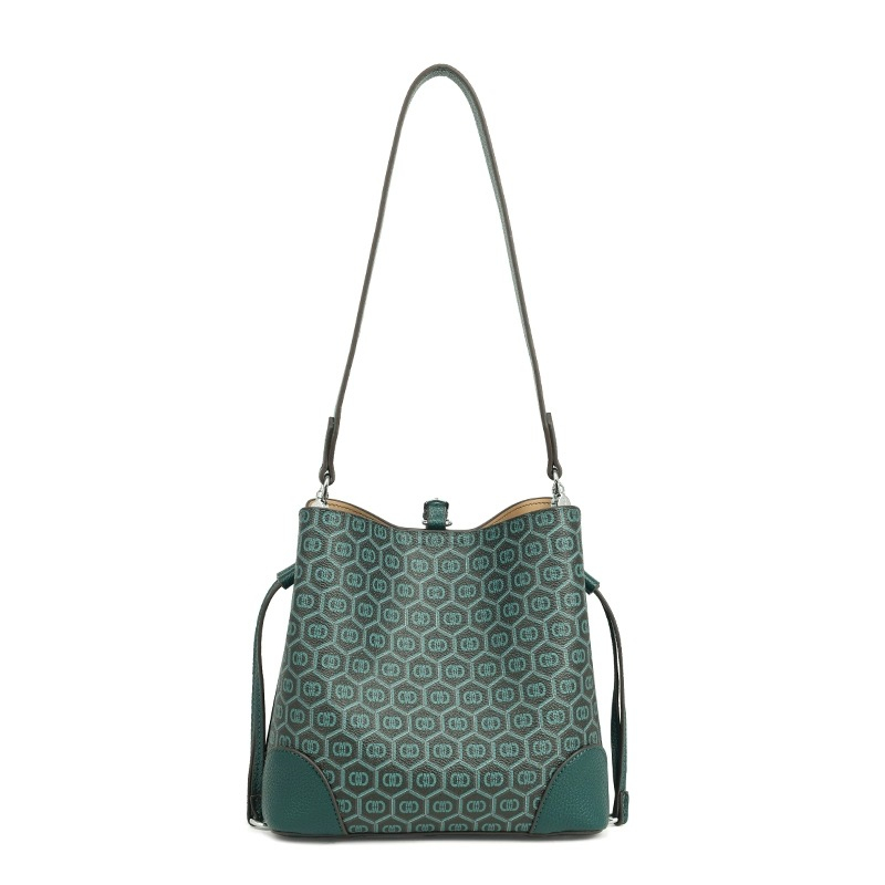 COCIO designer bag New peacock green genuine leather bucket bag simple versatile multi compartment handbag niche design hot selling womens bag