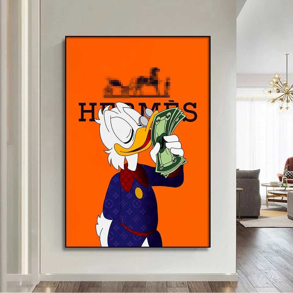 Scrooge McDuck Motivational Poster Modern Luxury Wall Art Canvas Painting Print Pop Pictures for Living Room Home Decor Paintings XJ250726