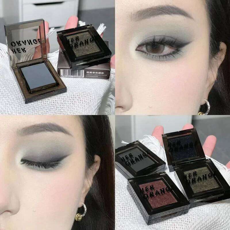 Smoky Blue-gray Eye Shadow Sweet Cool Single Color Mini Eyeshadow Palette Pearl Matte Shimmer Brightening Eyes Makeup