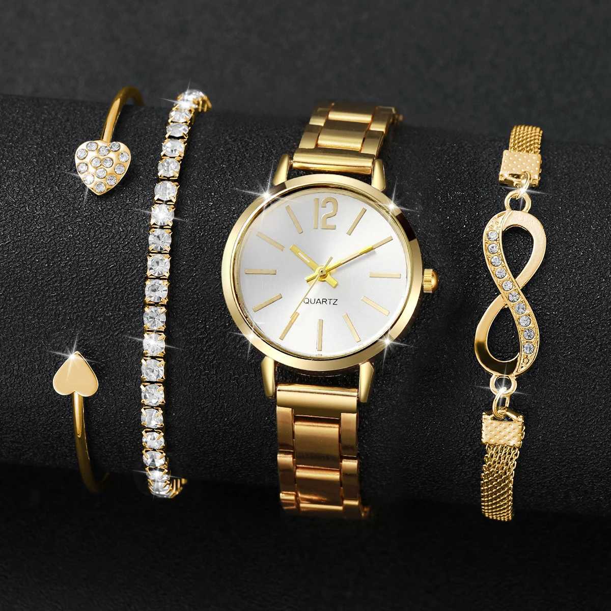 4pcs/set Wens Light Luxury Elegant Quartz Temperament Watch Casual Sports Style Quartz Watch With Bracelet (Box Not Included) X250726